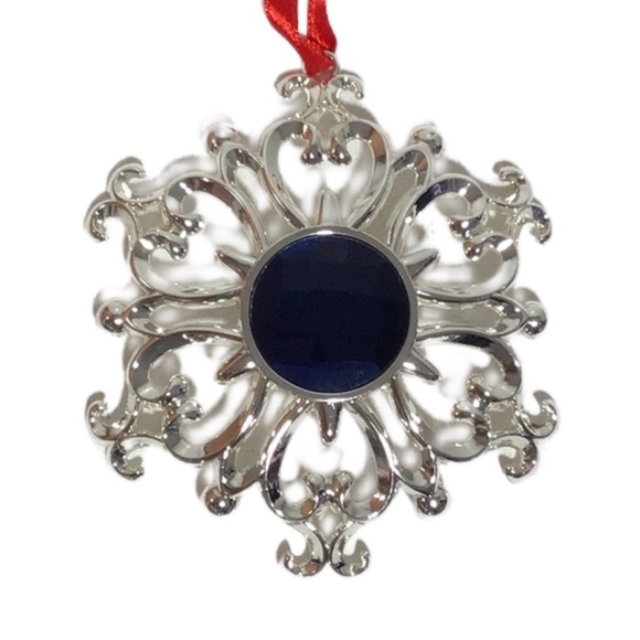 Bundle of 3 Lenox Bejeweled Tree Ornaments, Red/Purple/Blue Set in Silverplate - Picture 2 of 9